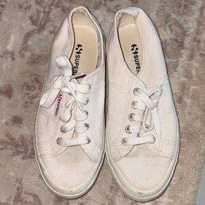 Superga Off-White Canvas Lace-Up Sneakers